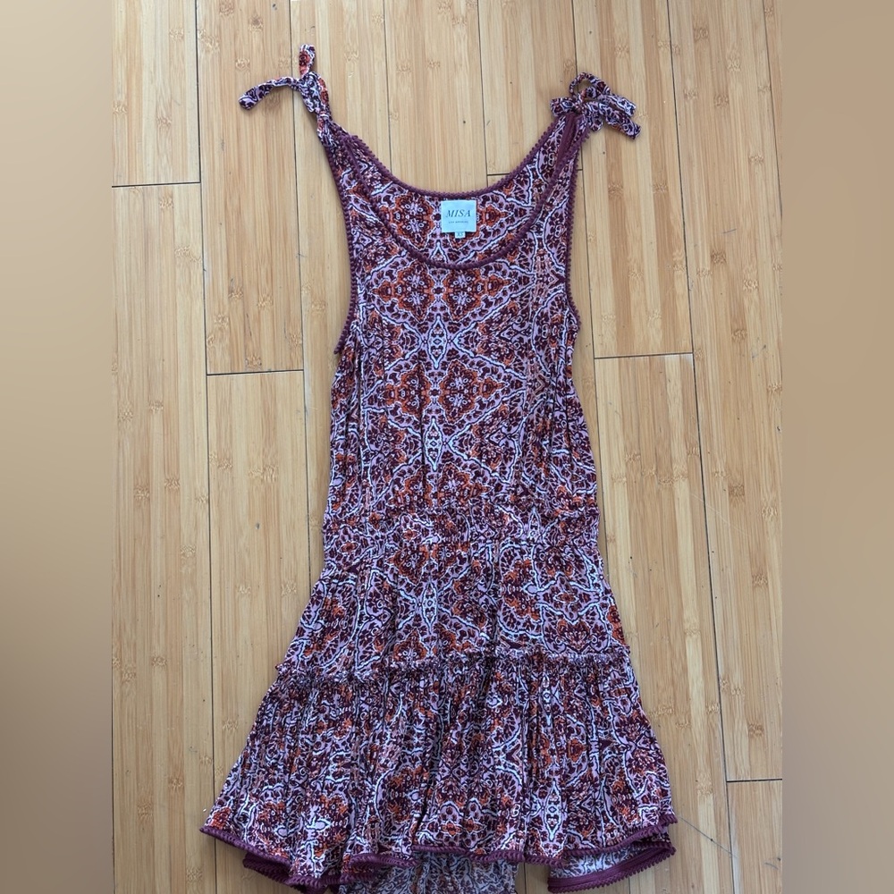 Misa Los Angeles Vibrant Red and Purple Dress